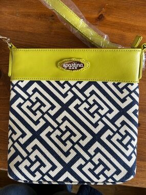 Spartina 449 Lime Green and Navy Geometric Crossbody